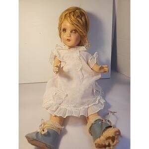 Large Antique Composition Doll 18 Inches German? Open Mouth Effanbee Dress